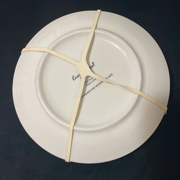 New Eccolo Casey Krimmel green white Christmas tree set of 4 6” diameter plates - Picture 5 of 8